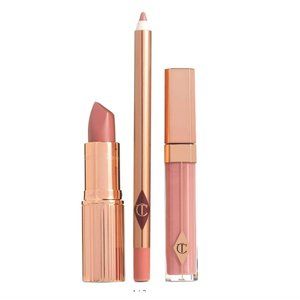 Charlotte Tilbury Pillow Talk Full Size Lip Kit- Lip Liner, Lipstick, Lip lustre